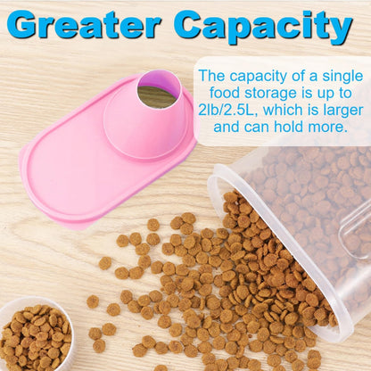 SenseYo Pet Food Storage Container 2lb 2.5L Translucent Cat Dog Food Storage Container Dispenser with Measuring Cup Pour Spout Sealed Cover for Pets (Pink 1pcs)