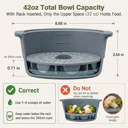 42oz Collapsible Silicone Microwave Steamer for Vegetables, Green