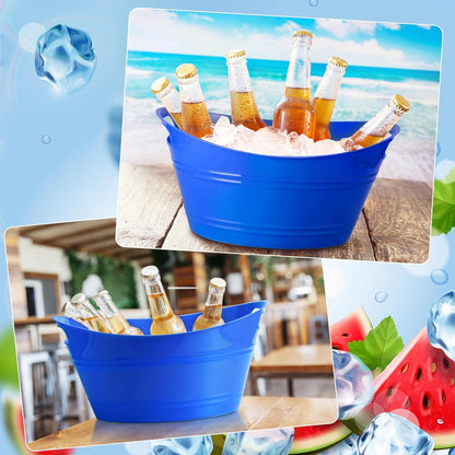 Patelai 6 Pcs Ice Buckets Bulk, Plastic Ice Buckets with Handles, Oval Storage Tub, Large Capacity Drink Tub for Party Bar Wine Beer Champagne Beverage Bottle Cooler(4.5 Liter,Clear)