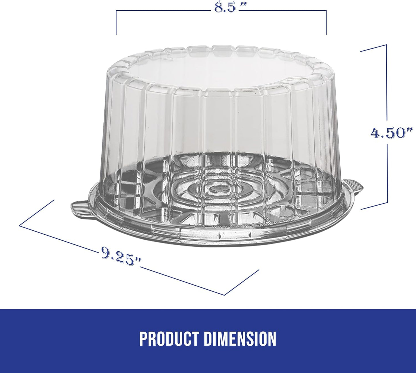 MT Products Round PET Plastic Cake Container 8" - Plastic Bakery Boxes (Pack of 5) - Made in the USA