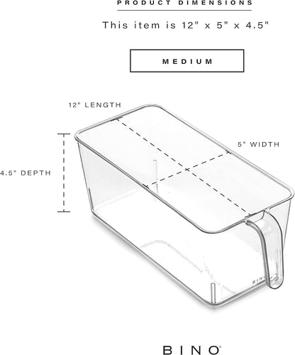 BINO | Clear Storage Organizer | THE HOLDER COLLECTION | Clear Containers for Organizing with Built-in Handles | Pantry Organization and Storage | Fridge Organizer | Smart Storage Bin Cabinet | Large