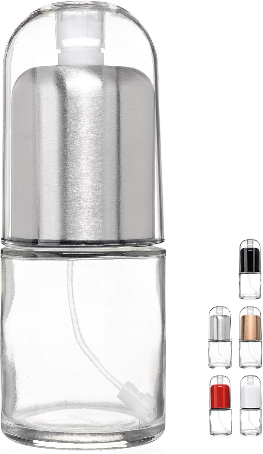 Olive Oil Sprayer and Oil Mister Elegant Glass Bottle with Clog-Free Filter & Leak Proof Top - Stainless Steel
