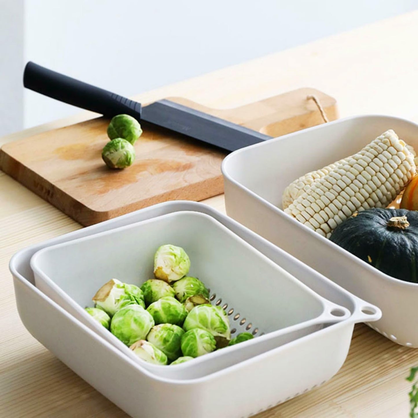 3pcs Fruits & Vegetable Colander Set,2 in 1 Fruit Washing Basket with Strainer,Multipurpose Vegetable Filter,Multi-layer Kitchen Draining Basket Set