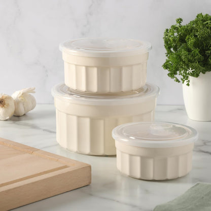 Martha Stewart Shadowbrook 5-Piece Borosilicate Glass Storage Container Set – Airtight Locking Lids, 21.6 oz Meal Prep, Leftover & Lunch Containers, Microwave, Oven & Dishwasher Safe
