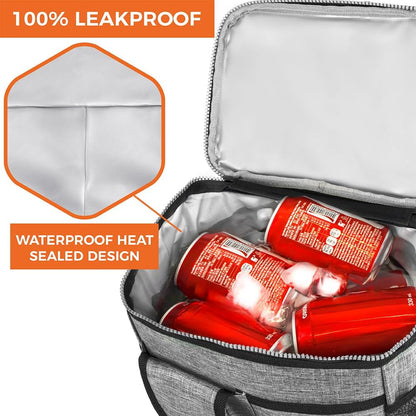 opux Insulated Lunch Bag for Men Women, Leakproof Black Lunch Box for Work, Portable Soft Lunch Cooler Bag with Shoulder Strap, Adult Lunchbox Lunch Pail for Kid Boy Girl School, 14 Can/8L