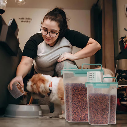 LEAWALK 5-7Lbs Dog Cat Food Storage Container with Upgraded Large Nozzle BPA-free, 4 Snap Seals Plastic Pet Food Storage Containers with Handles are Easy to Clean and Carry