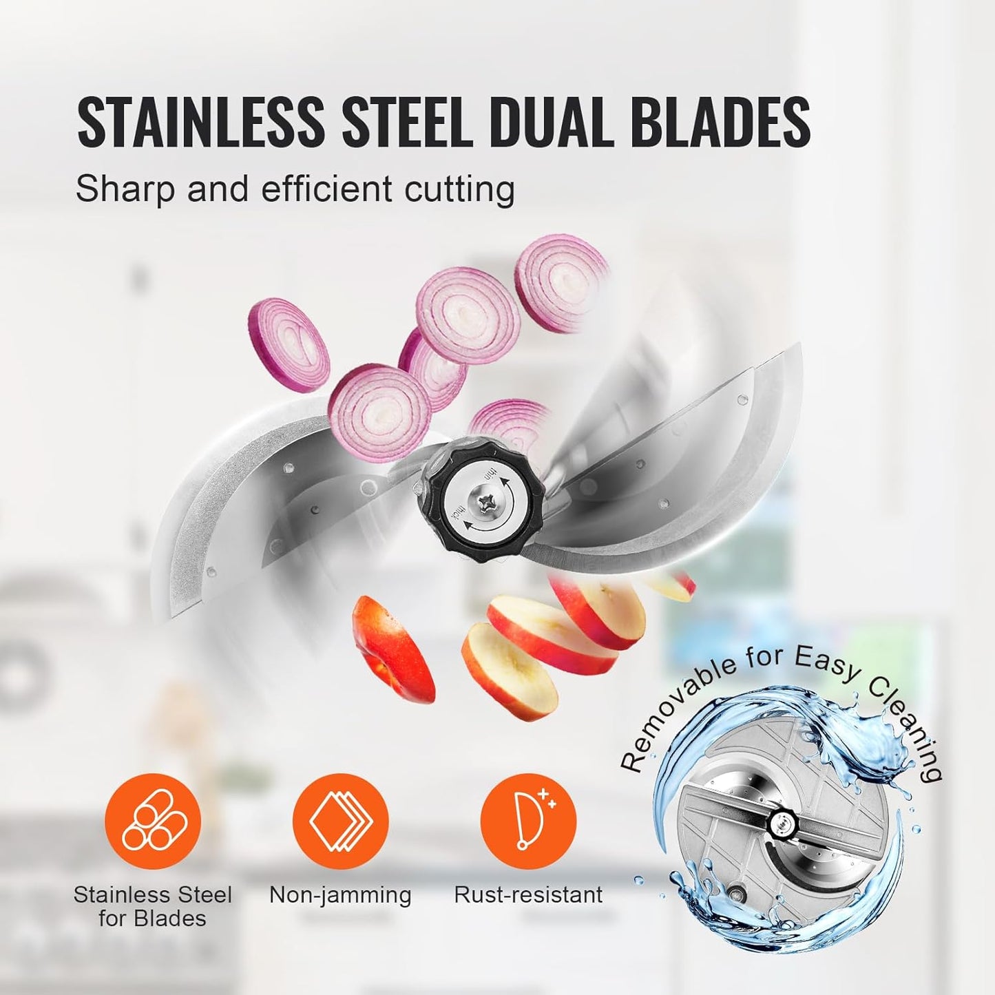VEVOR Manual Vegetable Fruit Slicer, 0-0.5"/0-12mm Thickness Adjustable Commercial Slicer Machine, Stainless Steel Food Cutter Slicing Machine with 2 Spare Blades, for Potato, Cucumber, Lemon, Tomato