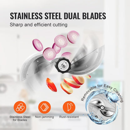 VEVOR Manual Vegetable Fruit Slicer, 0-0.5"/0-12mm Thickness Adjustable Commercial Slicer Machine, Stainless Steel Food Cutter Slicing Machine with 2 Spare Blades, for Potato, Cucumber, Lemon, Tomato