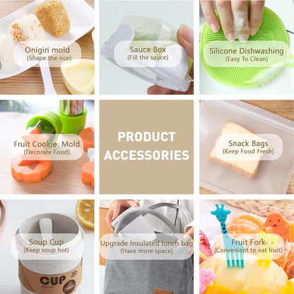 Bento Box Japanese Lunch Box Kit Leakproof Bento Lunch Box for Kids Adults Wheat Straw 3 Layer Stackable Lunch Containers with Compartment Eco-Friendly Meal Prep Containers (Beige)