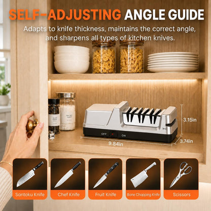4-in-1 Electric Knife Sharpener for Home Cooks Kitchen (Silver)