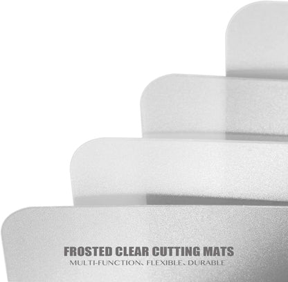 Fotouzy Plastic Cutting Boards for Kitchen, Flexible Cutting Mats Set of 7, BPA-Free, Non-Porous, Dishwasher Safe, 15x12 In, 7 Translucent Colors
