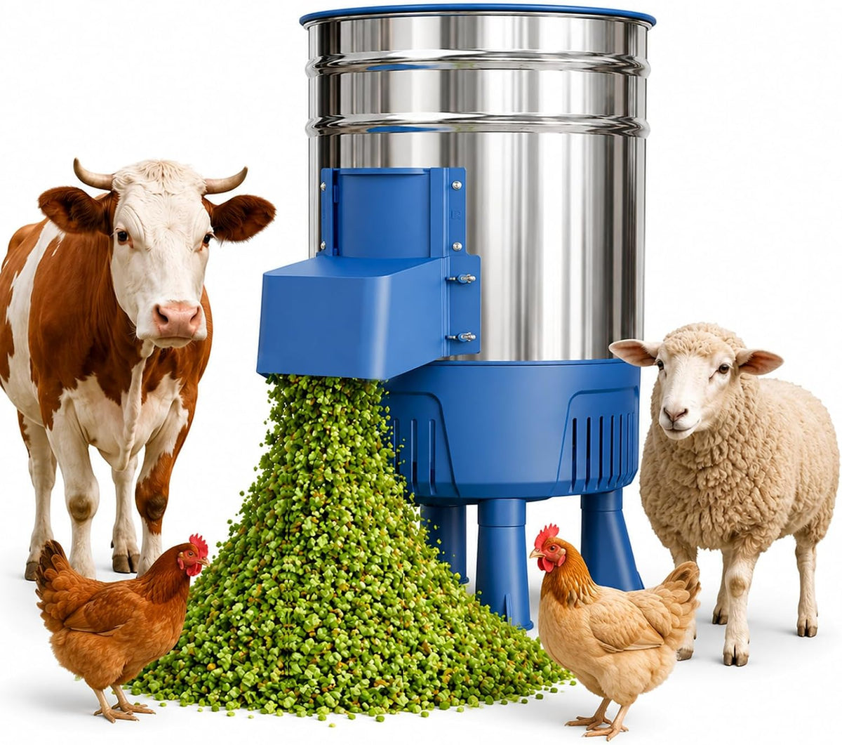 Commercial Electric Vegetable Chopper, 1500W Stainless Steel Poultry Feed Processor, Multifunctional Food Chopper for Chicken, Cattle, Sheep, Farm & Household Livestock Feed Shredder 2200W