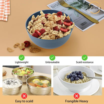Wheat Straw Bowl Sets,8 PCS Unbreakable Cereal Bowl 26 OZ,Microwave and Dishwasher Safe Bowls,Bowl Sets for Camping and Picnic BPA Free Colorful Salad Bowls for Serving Soup,Oatmeal and Fruit Etc…