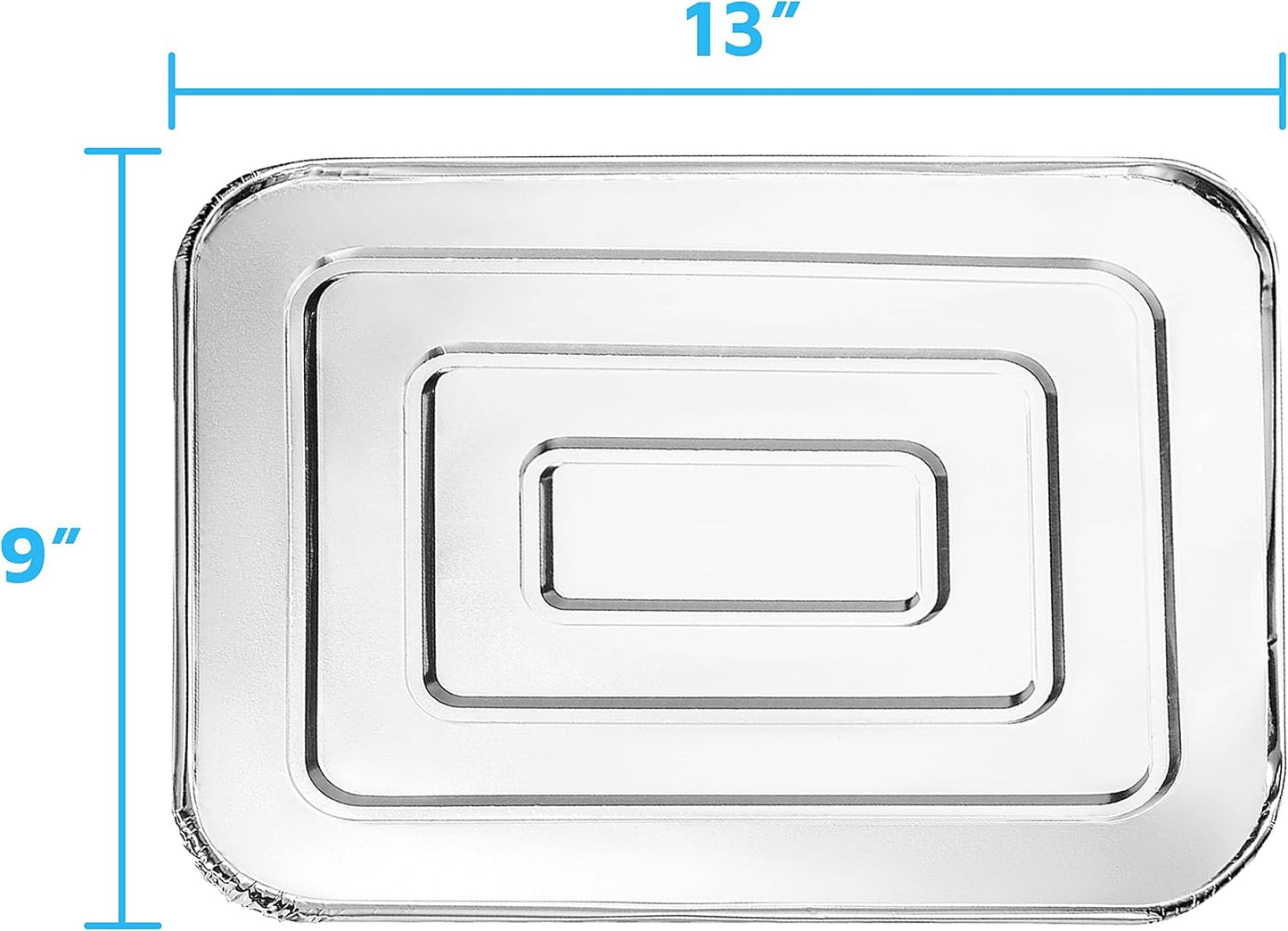 MontoPack Half-Size Aluminium Foil Lids | [100 Pack] Perfect Fit for 9x13 Roasting Pans | Premium Quality for Baking & Catering | Disposable Food Prep Containers Lids