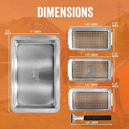 Yukon Glory™ BBQ 'N SERVE Premium Set, Includes 3 Grill Baskets, Serving Tray, Bamboo Cutting Board, Plastic Lid and Clip-on Handle