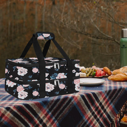 esouler Insulated Casserole Carrier - Casserole Carriers for Hot or Cold Food - Lasagna Lugger Dish Carrier, Thermal Lunch Bag for Potluck Parties, Picnic, Travel, Fits 9" x 13" Baking Dish, Grey
