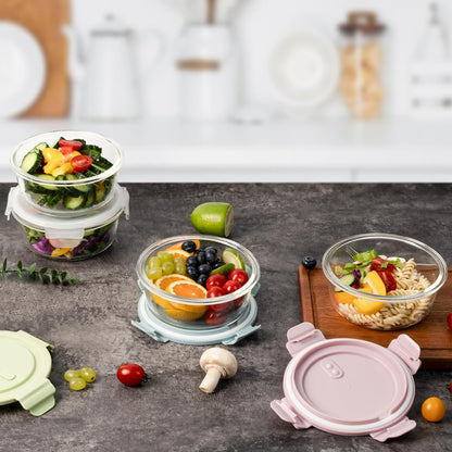 Freshmage 23oz Glass Meal Prep Containers with Lids, Airtight 3-Cup Glass Storage Containers Set, Heat-Resistant BPA-Free for Soup, Leftover, Microwave, Dishwasher, and Freezer Safe (6 Packs)