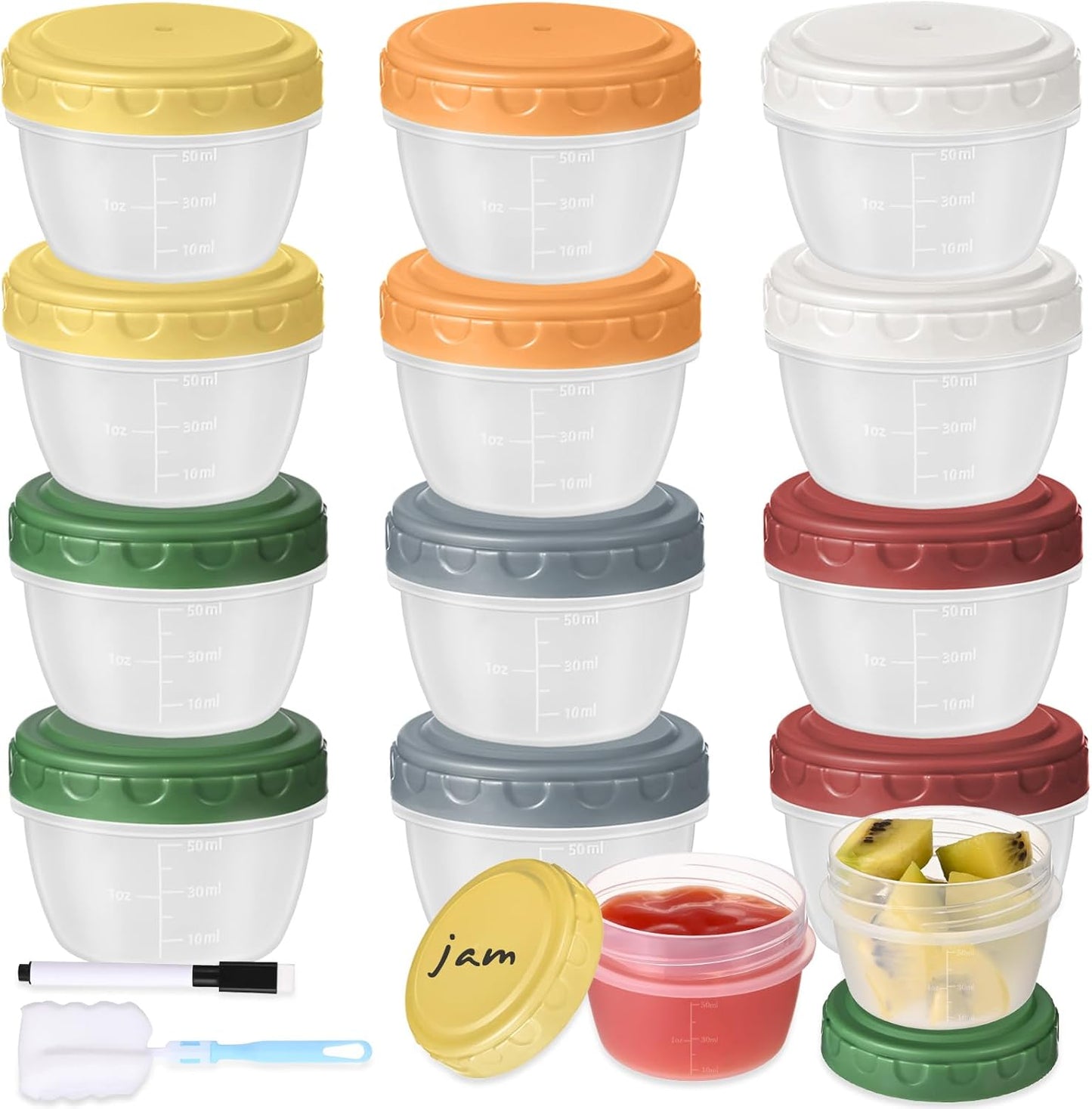 6pcs 10 oz Small Plastic Containers with Lids, Salad Dressing Container Reusable Small Food Storage Containers for Meal Prep, Leakproof, Microwave Dishwasher Freezer Safe, BPA-Free