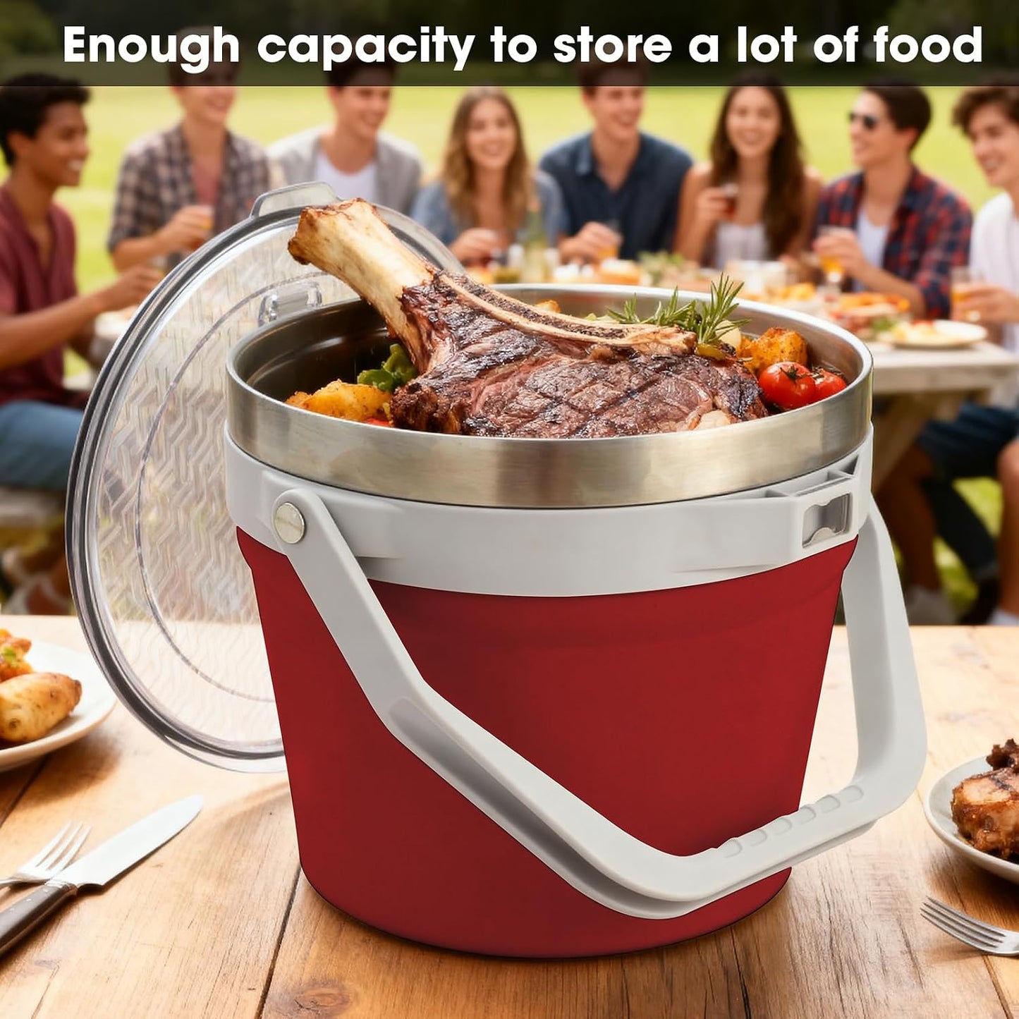 COKTIK 7L Vacuum Insulated Ice Bucket with Lid and Scoop& Tongs，Large capacity Stainless Steel Beverage Bucket for Cocktail, Champagne, Wine, Beer，Large Parties（Milk White Suit）