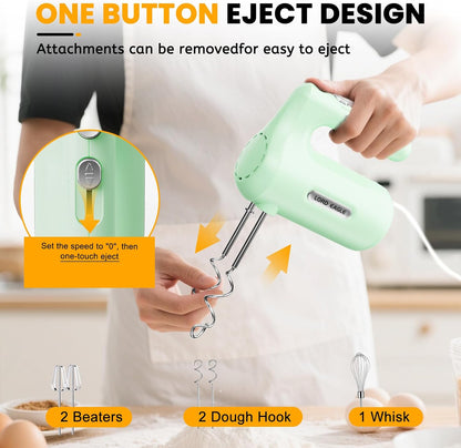 5-Speed Small Hand Mixer Electric, 300W Compact Portable, Black