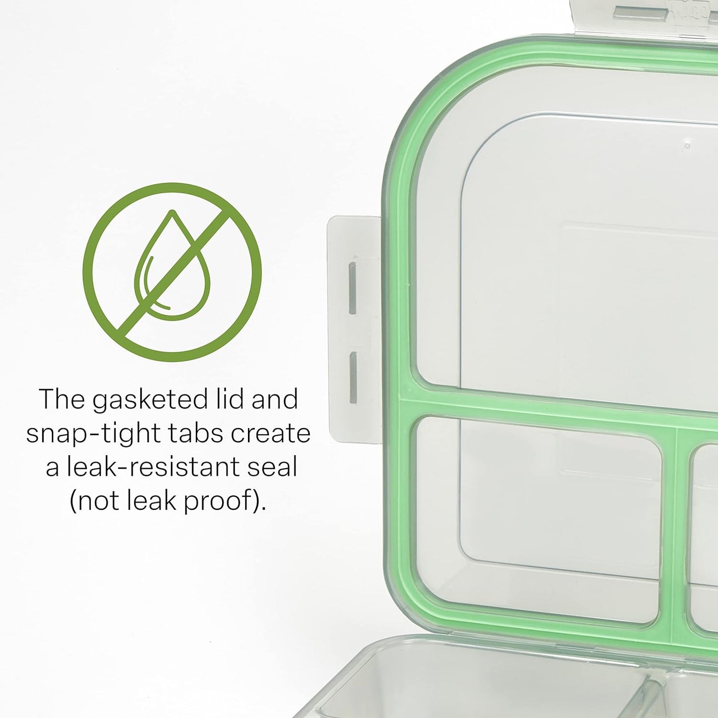 MyGo Container Large To-Go 3-Compartment Food Containers, Pack Of 3, 9-3/8" X 9-3/8" X 2-1/2", Reusable, Microwave Safe, NSF Certified, Smoke/Green