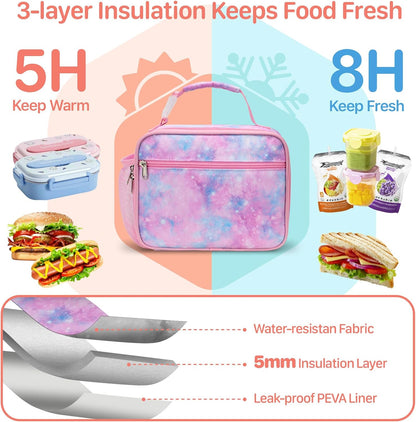 Kids Lunch Bag Boys - Insulated Kids Lunch Box Reusable Lunchbox with Water Bottle Holder Toddler Lunch Tote Bag for School Daycare, Black Dino Fossil