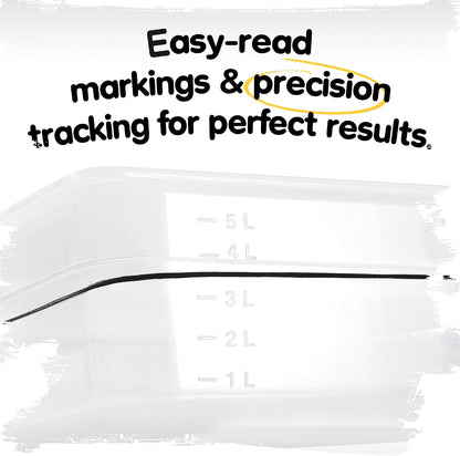 6L Clear Dough Proofing Container with Level Tracking Band, Holds Up to 3000g of Sourdough and Pizza Dough, Bulk Fermentation Rising Box with Lid, BPA-Free, Stackable & Dishwasher Safe