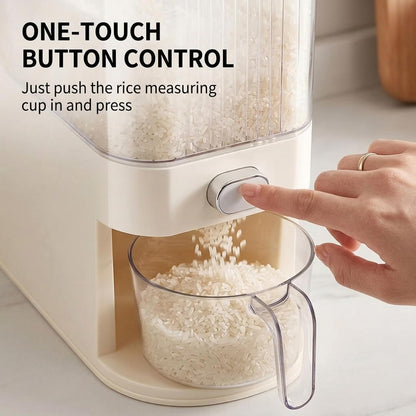Slim Rice Dispenser with Manual Date Tracker, 22 Lbs Large Grain Storage Container for Kitchen Gap, 4.72" Wide Narrow Rice Bin with Measuring Cup, Beige