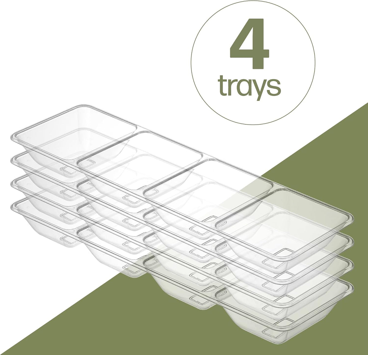 Plasticpro 4 Sectional Rectangle Plastic Serving Tray/Platter (2, Black)