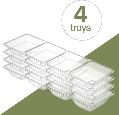 Plasticpro 4 Sectional Rectangle Plastic Serving Tray/Platter (2, Black)