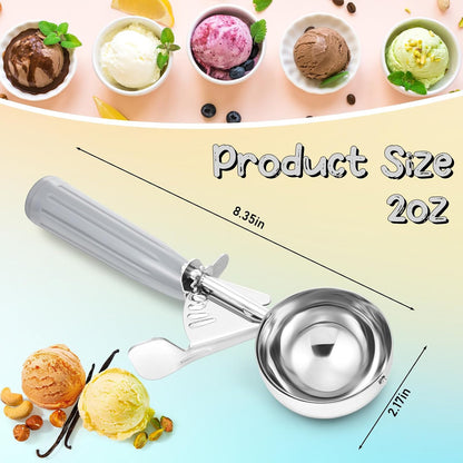 Reallnaive Ice Cream Scooper with Trigger, 4 oz, Gray