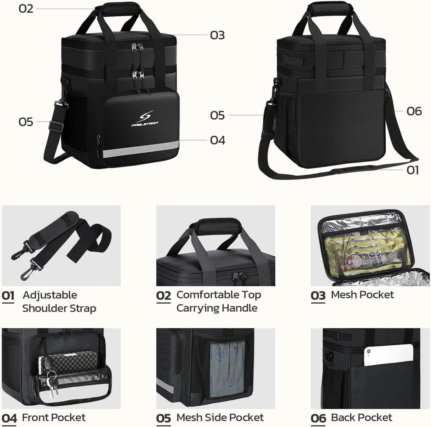Maelstrom Lunch Box for Men,Insulated Lunch Bag Women/Men,Leakproof Lunch Cooler Bag, Lunch Tote Bag