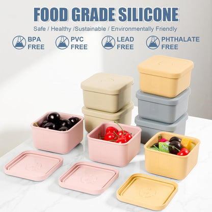 3 PCS Silicone Food Storage Containers with Lids，BPA Free Reusable Silicone Storage Containers for Food Freezer Containers Freezer Dishwasher Safe（24oz,10oz,4oz）
