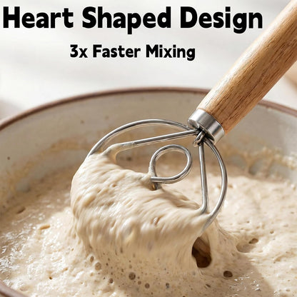 TEEVEA Danish Dough Whisk, Stainless Steel for Sourdough Bread