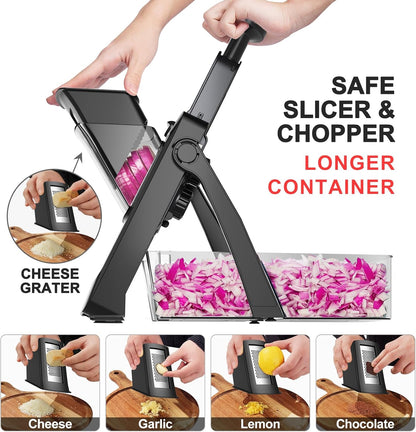 SUPMAKIN Safe Mandoline Slicer, Adjustable Vegetable Food Slicer and Chopper, Potato Fries Fry Cutter, Veggie Salad Chopper, New Kitchen Chopping Artifact Gifts 2026 (SliverGray)