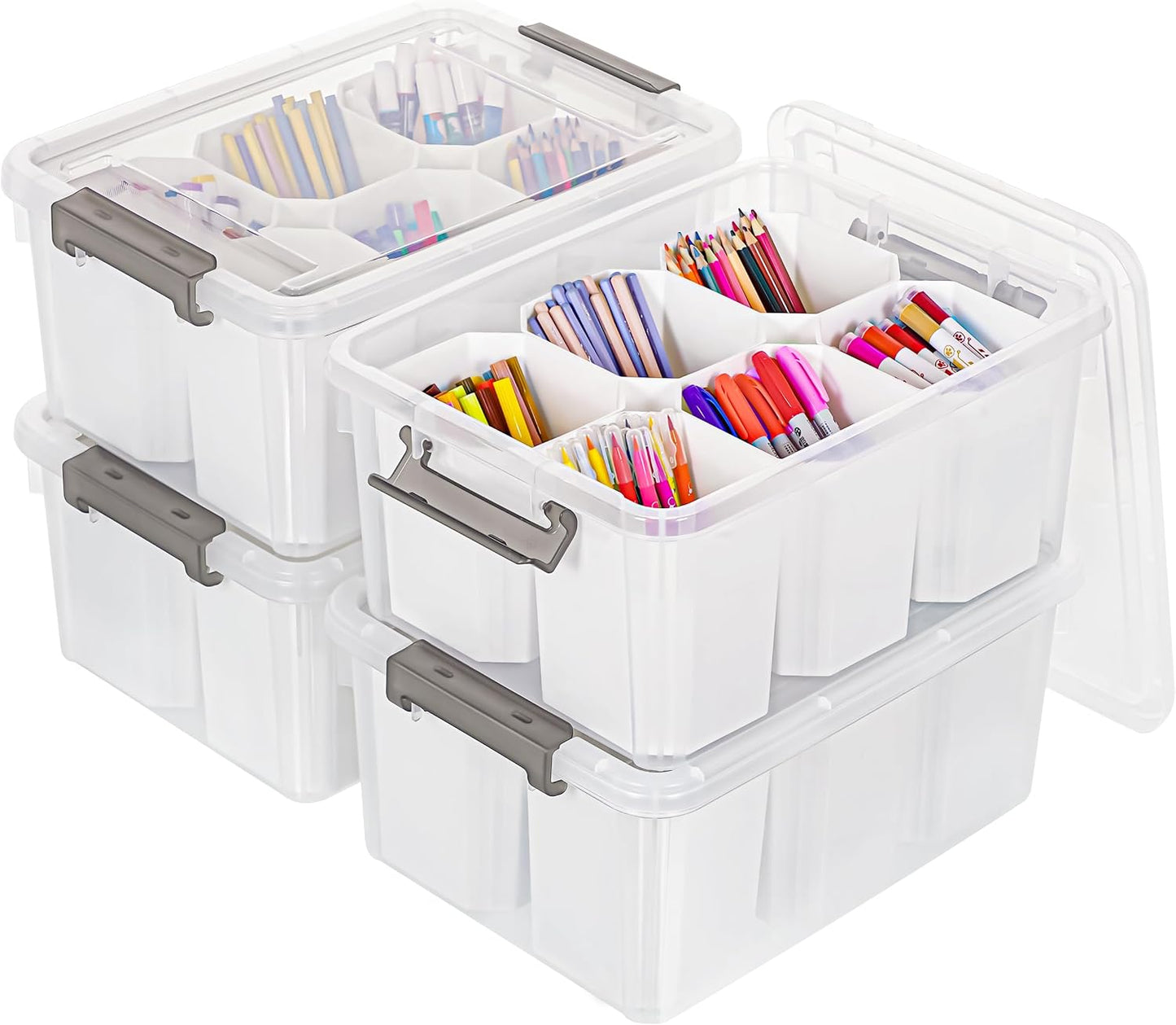 Citylife 17 QT Plastic Storage Bins Clear Storage Box with Lids Multipurpose Stackable Storage Containers for Organizing Tool, Craft, Crayon