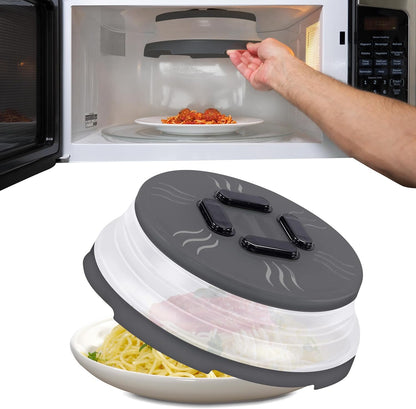 HOVER COVER Magnetic Microwave Splatter Cover - 12-Inch Collapsible - Gray