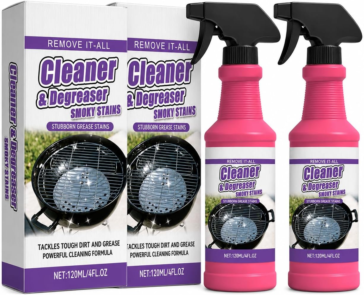 Fast-Acting Heavy-Duty Grill Degreaser Spray, 2Pcs BBQ Heavy Duty Degreaser Grill Cleaner Spray, Grills Cleaner Spray For Outdoor Grills