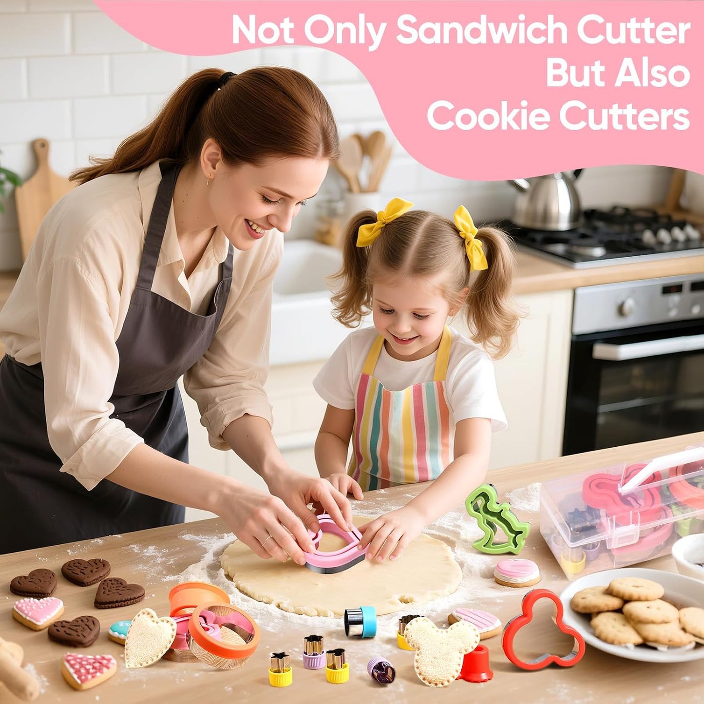 Uncrustable Sandwich Cutter, Sandwich Cutters for Kids Lunch, 43 Pcs Kids Sandwich Cutter and Sealer Set with Storage Case, Crustless Sandwich Cutters Shapes for Girl Boy Lunch & Bento Box Accessories