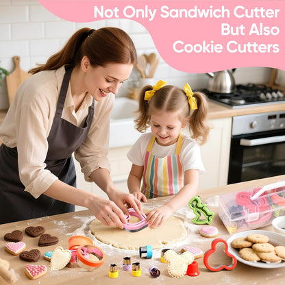 Uncrustable Sandwich Cutter, Sandwich Cutters for Kids Lunch, 43 Pcs Kids Sandwich Cutter and Sealer Set with Storage Case, Crustless Sandwich Cutters Shapes for Girl Boy Lunch & Bento Box Accessories