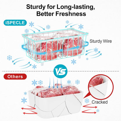 iSPECLE Deep Freezer Organizer Bins, 5 Pack Chest Freezer Baskets for 7 Cu.Ft, Stackable Wire Chest Freezer Organizer Bins for Small Food, Strong Metal with Handles for Meat and Veggies, Black