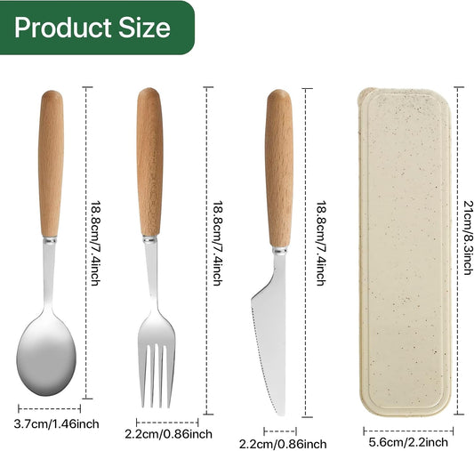 Reusable Travel Utensils with Case, 4pcs Portable Cutlery Set, Knives Fork and Spoon Set for Lunch Box, Portable Silverware Set for Travel Camping Picnic Hiking Office