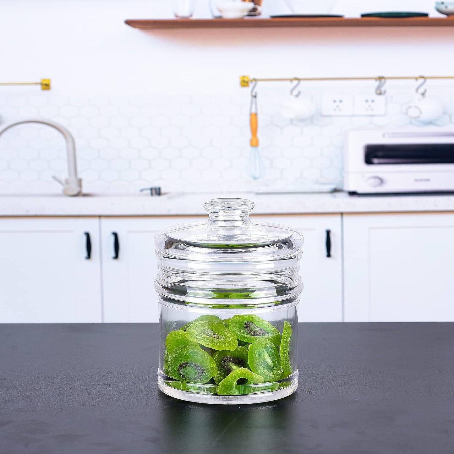64 oz Reinforced Large Acrylic Canister with Locking Clamp, Airtight Flip Jar | Food Storage Container for Flour, Sugar, Coffee, Candy, Cookie etc
