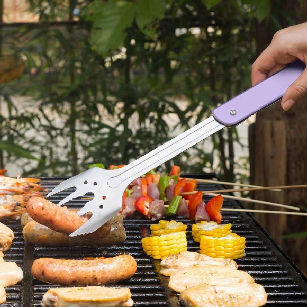 ROXON 6-in-1 Folding Grill Utensils Set, 14" BBQ Tools for Camping S601