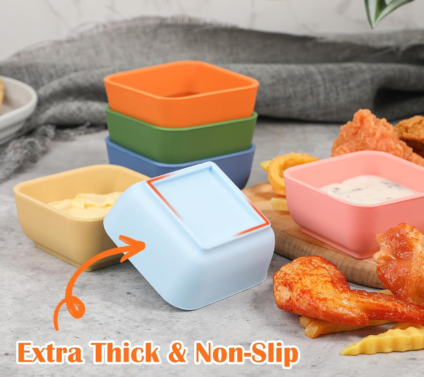 Webake Silicone Dipping Bowls, 3oz Small Pinch Bowls for Cooking Prep, Sauce, Condiment Server, BPA Free Set of 6