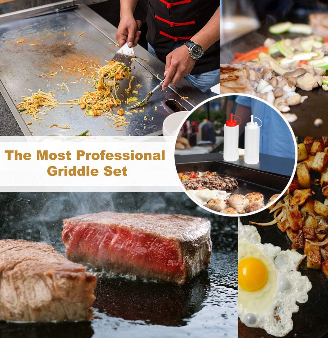 ROMANTICIST 8pc Professional Stainless Griddle Accessories Kit