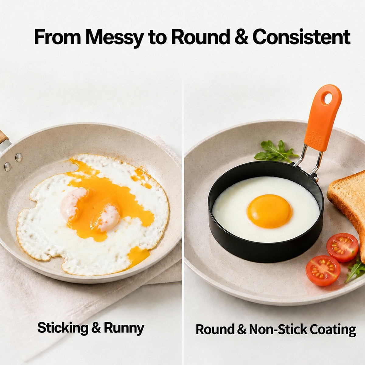 3.5" Non-Stick Egg Rings 4 Pack for Breakfast Sandwiches