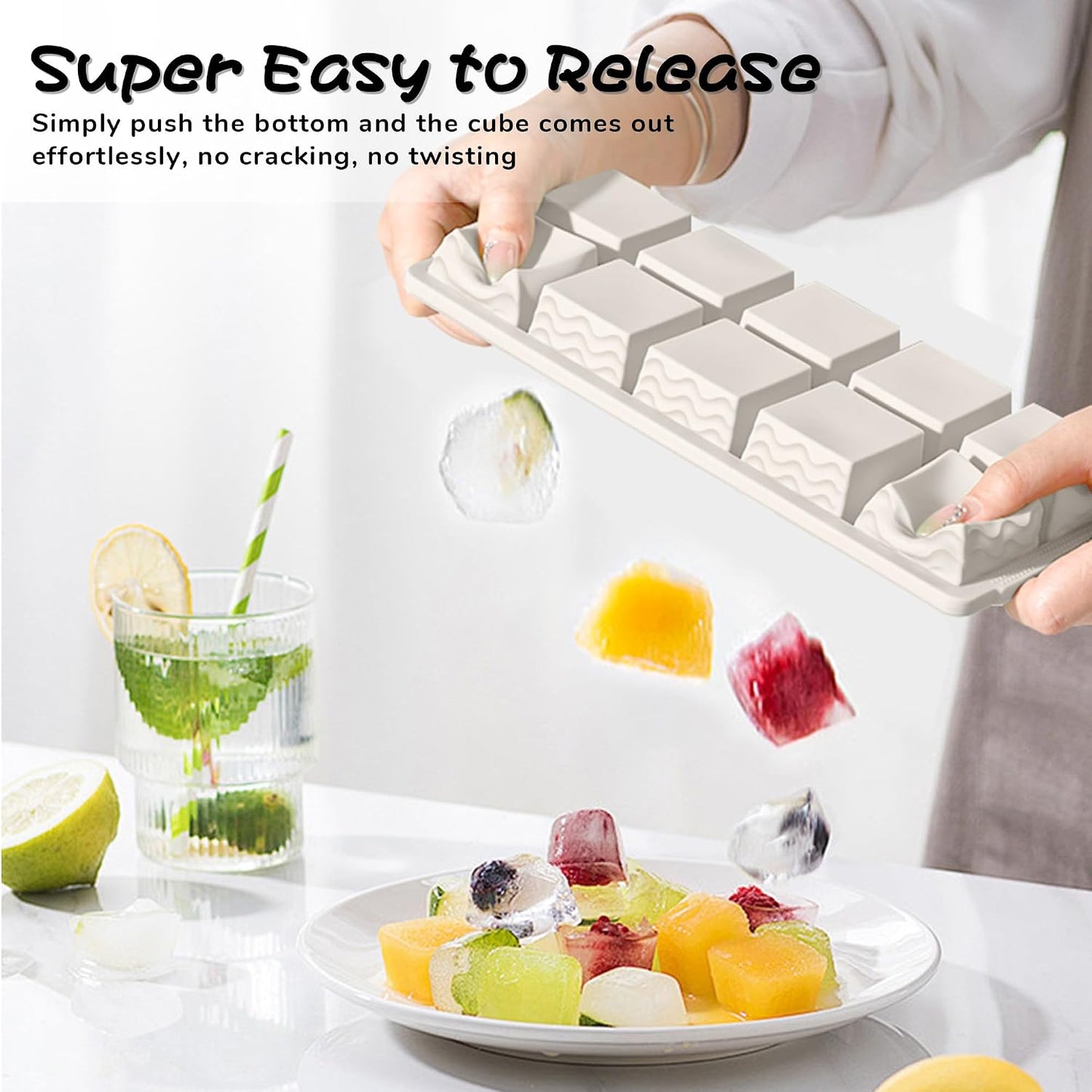 3-Pack Silicone Freezer Trays with Lid,2 Large 2-Cup(500ml)&4 Medium 1-Cup(250ml)&6 Small 1/2-Cup(125ml) Soup Freezer Container Molds,Ice Cube Tray For Meal Prep&Freezing Soup,Stews,Sauces