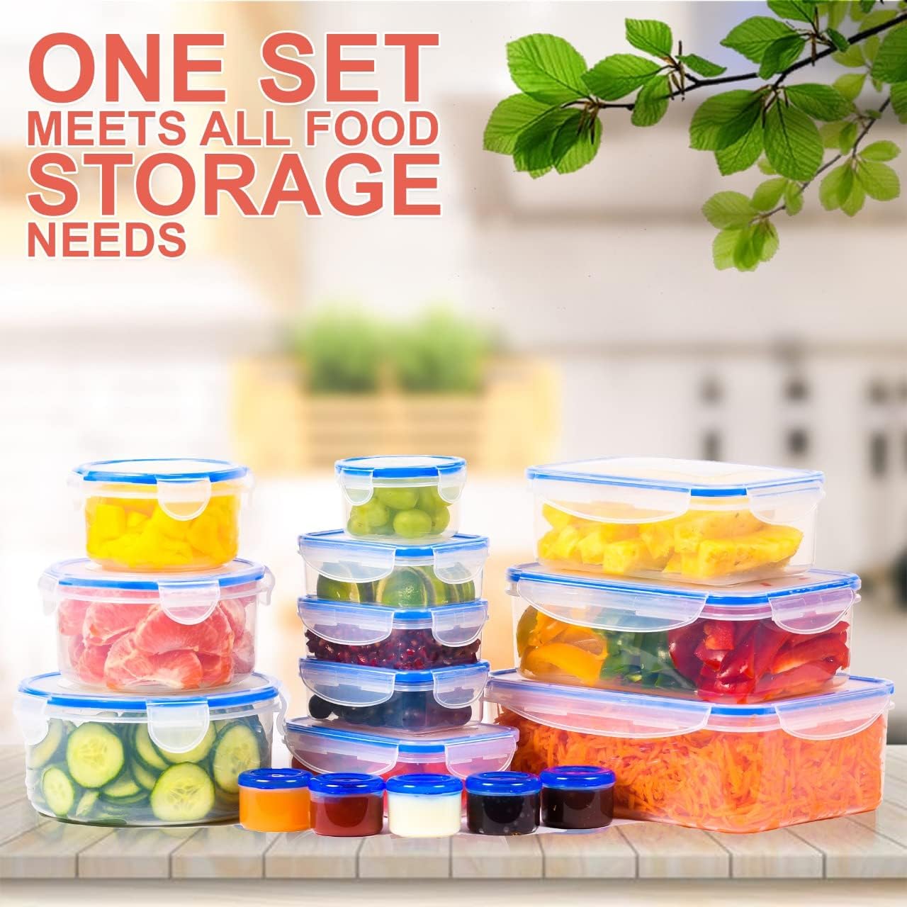 70 Pcs Large Food Storage Containers with Lids Airtight-2500ML to Small Box,Total 22812 ML Stackable Kitchen Bowls Set(35 Containers,35 Lids)-BPA Free Leak proof Plastic Boxes-Microwave safe