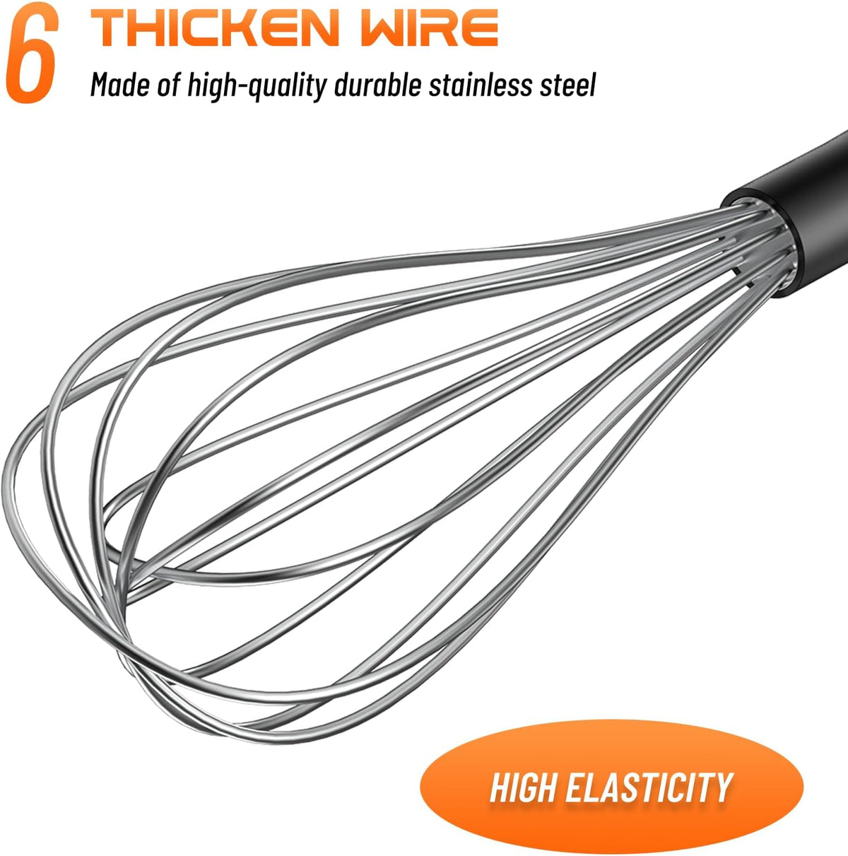 NileHome 3-Pack Stainless Steel Whisk Set, Kitchen Utensils for Cooking